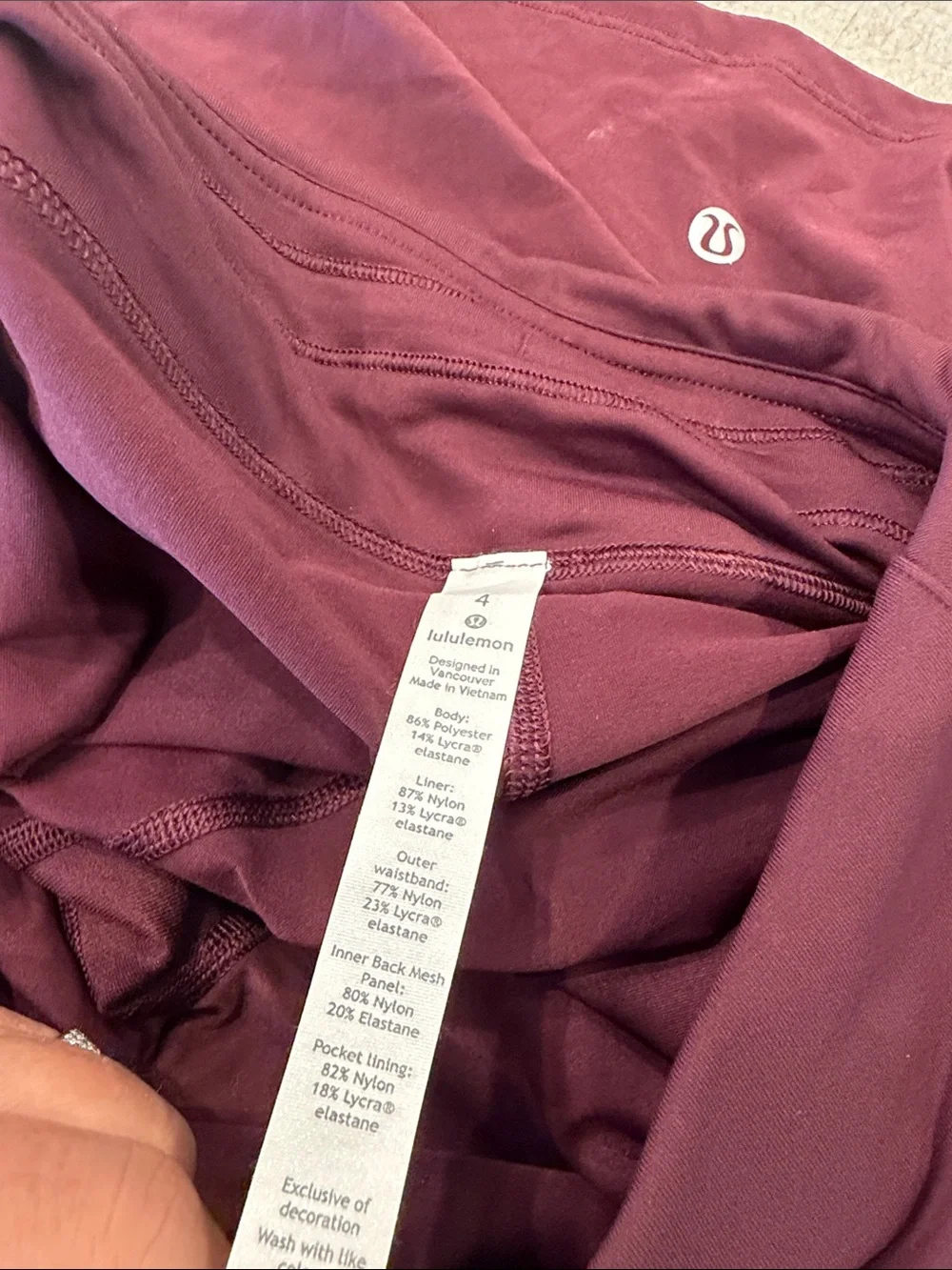 lululemon athletica Burgundy Athletic Skort